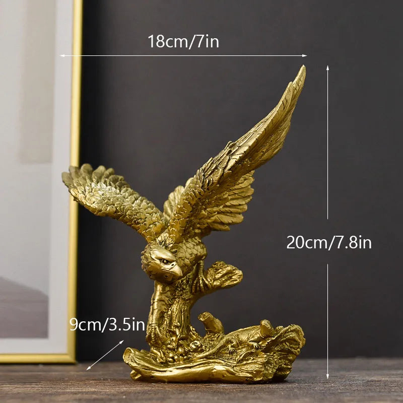 Eagle Figurine | Radiant Gold Resin | For Home & Office