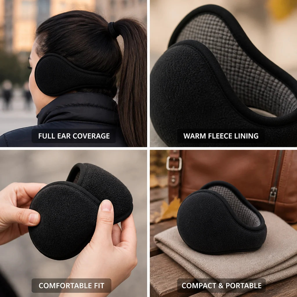 Ear Warmers | Fleece Full-Coverage & Non-Slip Fit | 9 cm Pads
