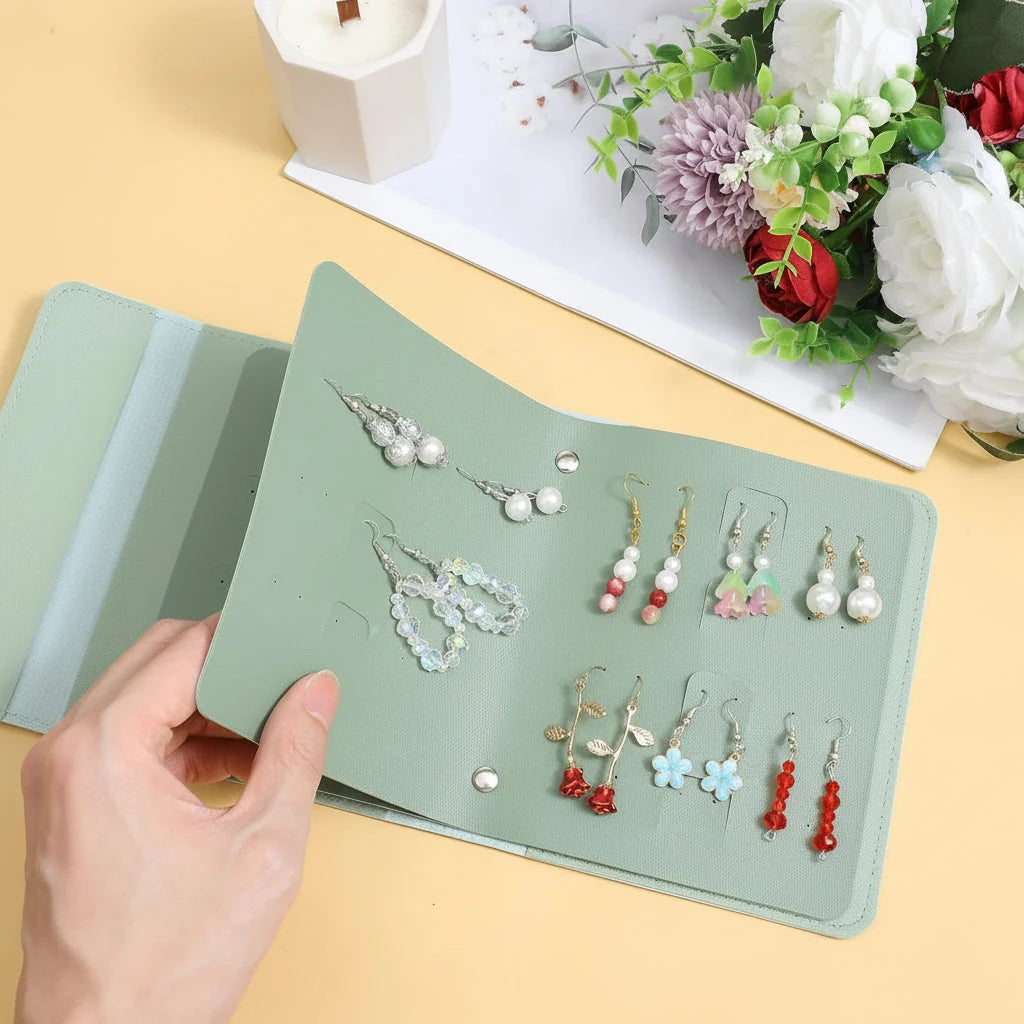 Earring Organizer | Foldable Book-Style & Snap Closure | Holds 42 Pairs