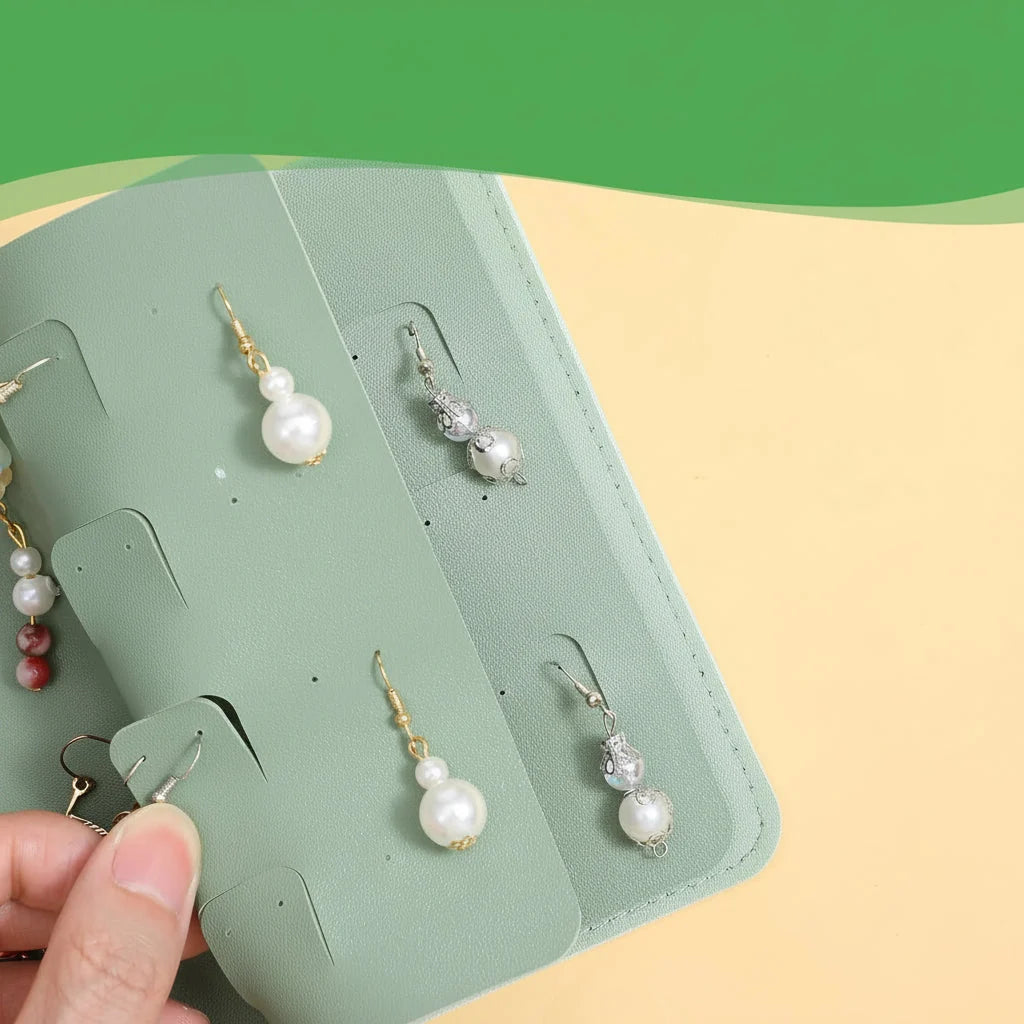 Earring Organizer | Foldable Book-Style & Snap Closure | Holds 42 Pairs