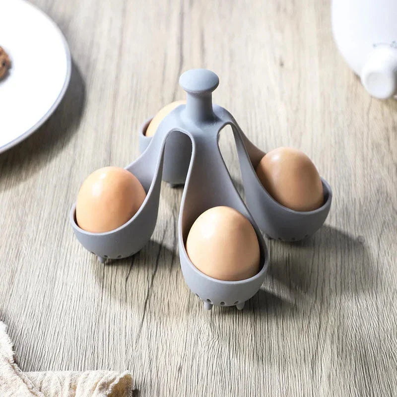 Egg Poacher | Flexible Silicone & Cool-Touch Handle | Holds Up To 6 Eggs