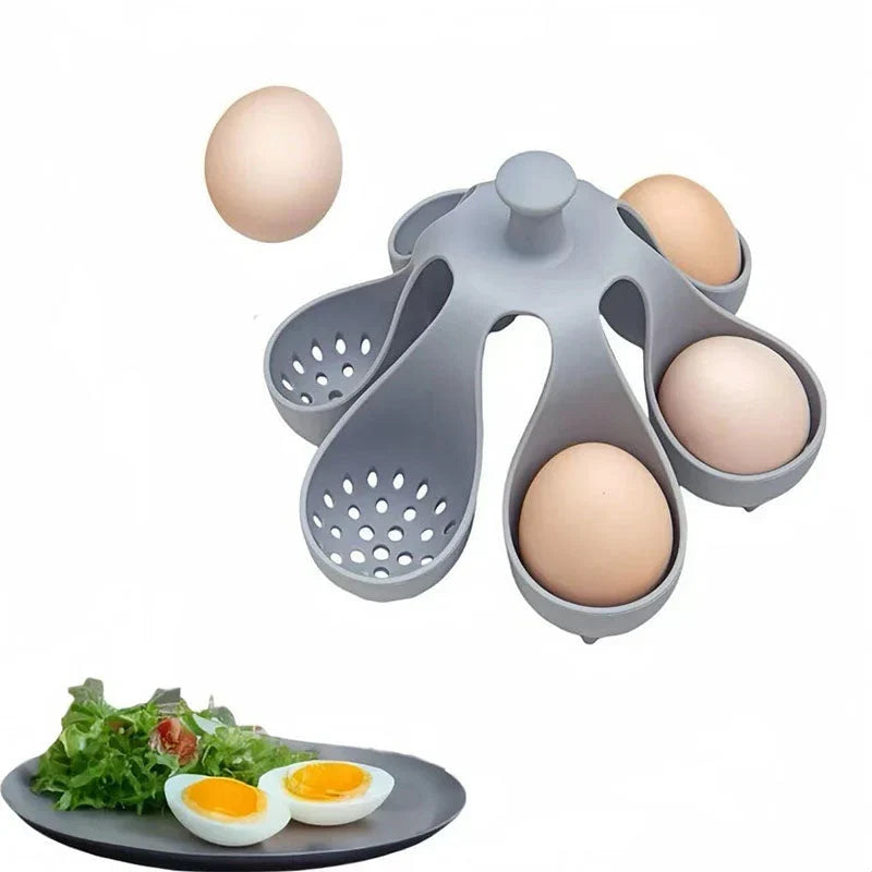 Egg Poacher | Flexible Silicone & Cool-Touch Handle | Holds Up To 6 Eggs