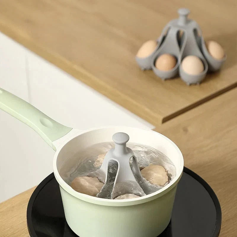 Egg Poacher | Flexible Silicone & Cool-Touch Handle | Holds Up To 6 Eggs
