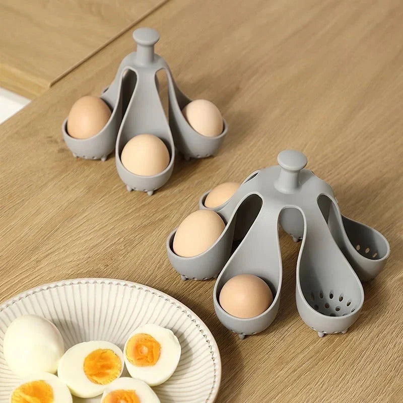 Egg Poacher | Flexible Silicone & Cool-Touch Handle | Holds Up To 6 Eggs