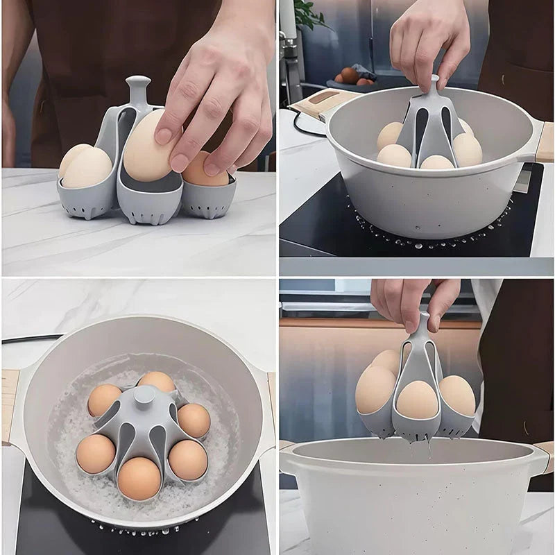 Egg Poacher | Flexible Silicone & Cool-Touch Handle | Holds Up To 6 Eggs