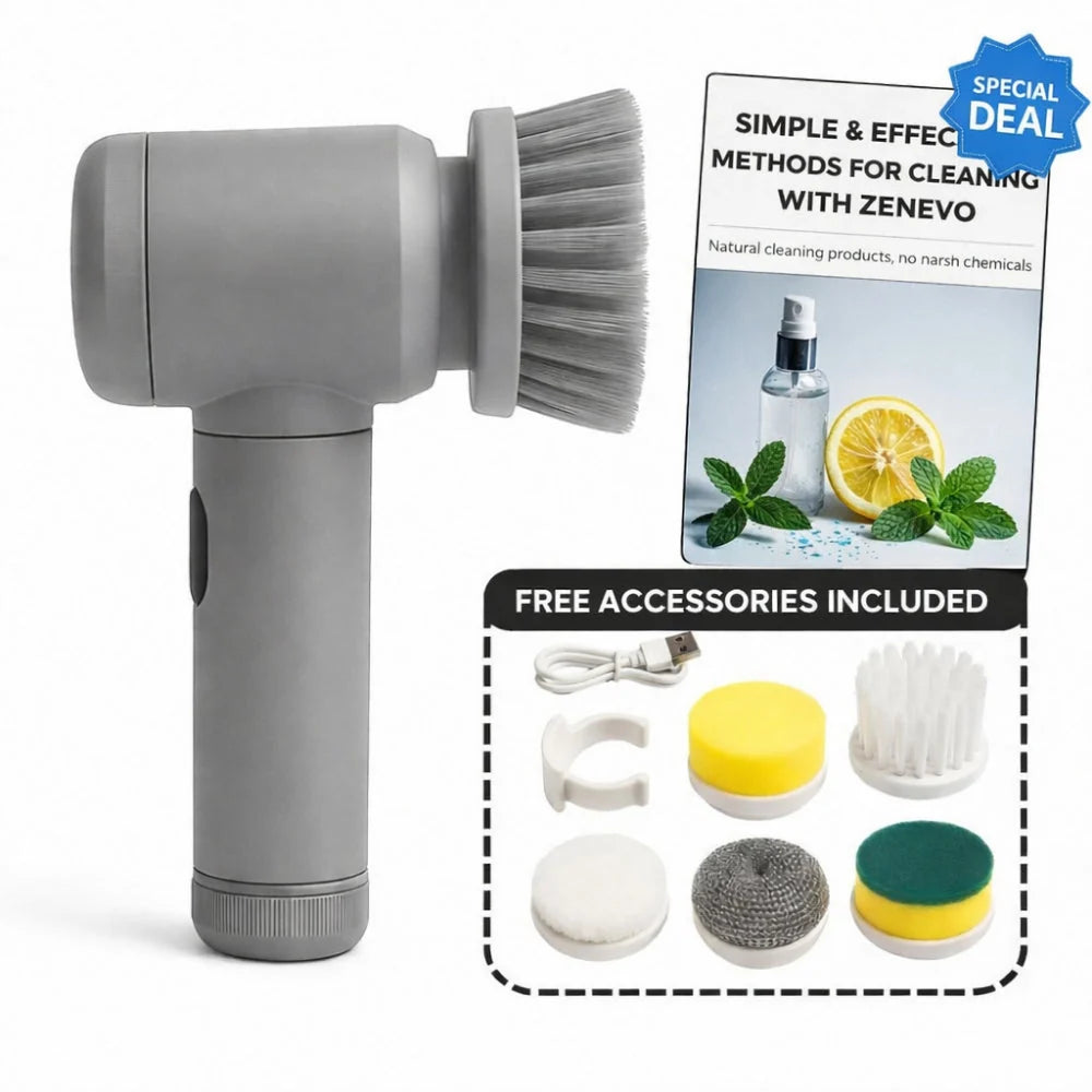 Electric Cleaning Brush | Rotary Action & 5 Interchangeable Heads