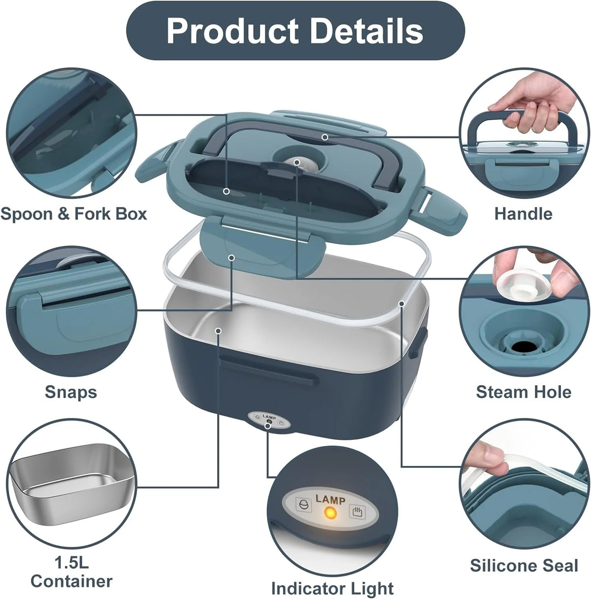 Electric Lunch Box | Stainless Steel & Leakproof | Dual Voltage