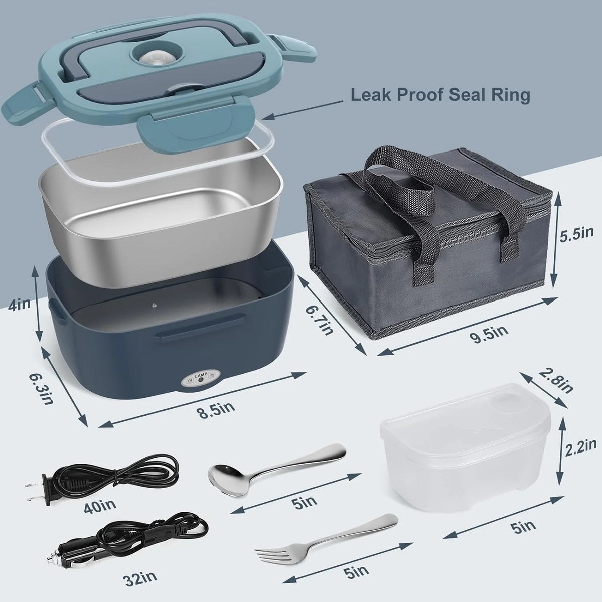 Electric Lunch Box | Stainless Steel & Leakproof | Dual Voltage