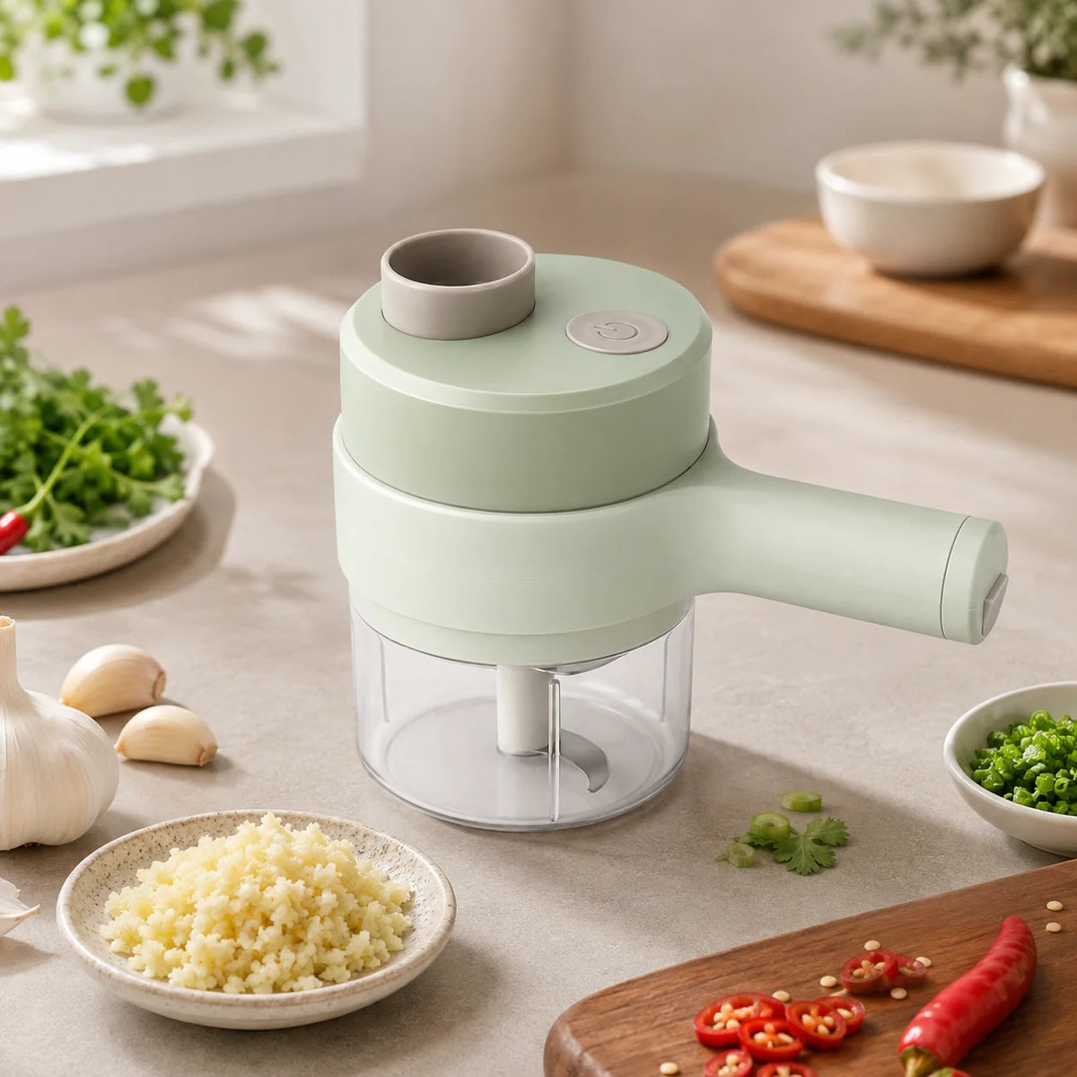 Electric Vegetable Slicer | Compact One-Touch & Even Slicing