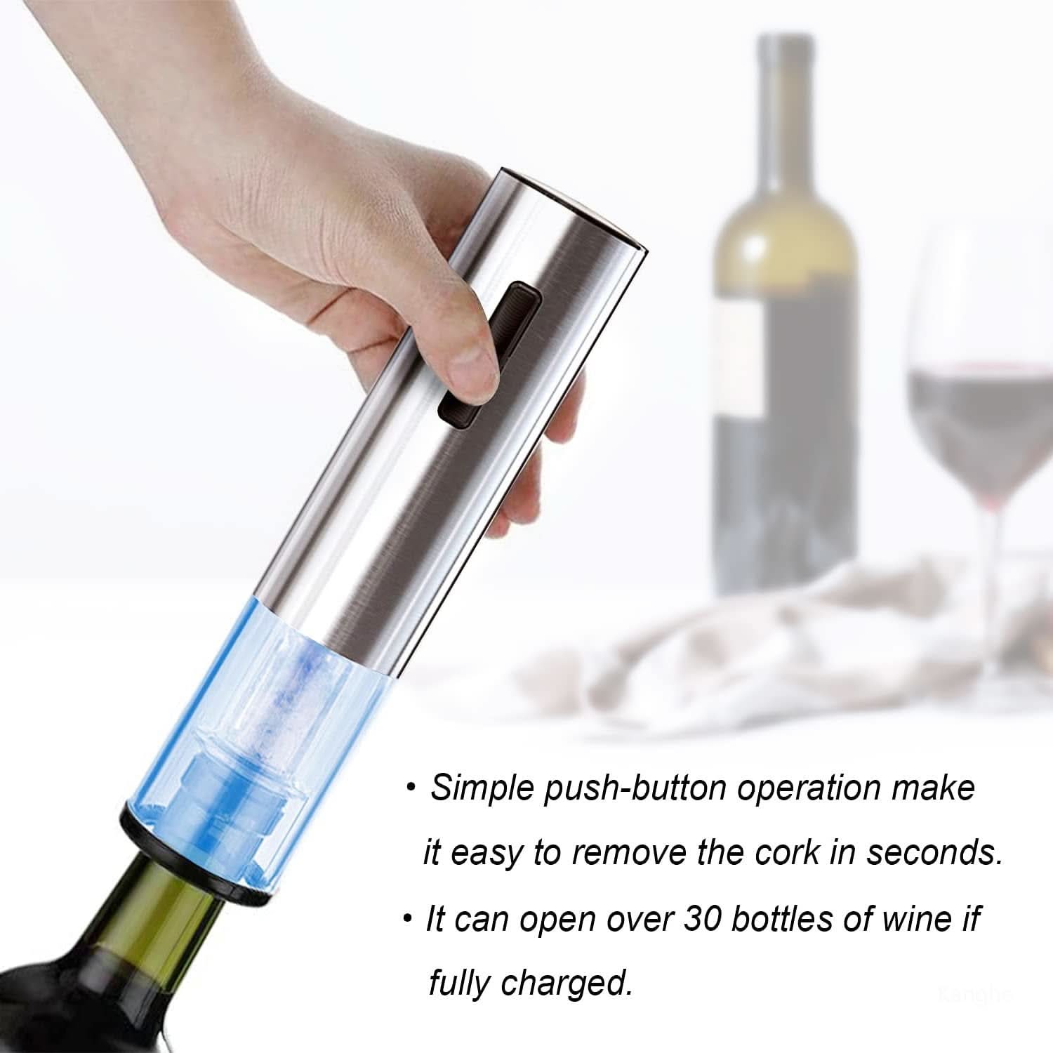 Electric Wine Corkscrew | Stainless Steel One-Button Design