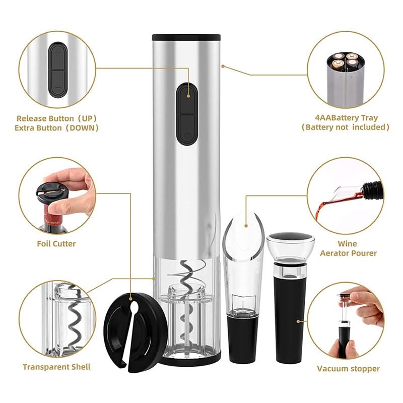 Electric Wine Corkscrew | Stainless Steel One-Button Design