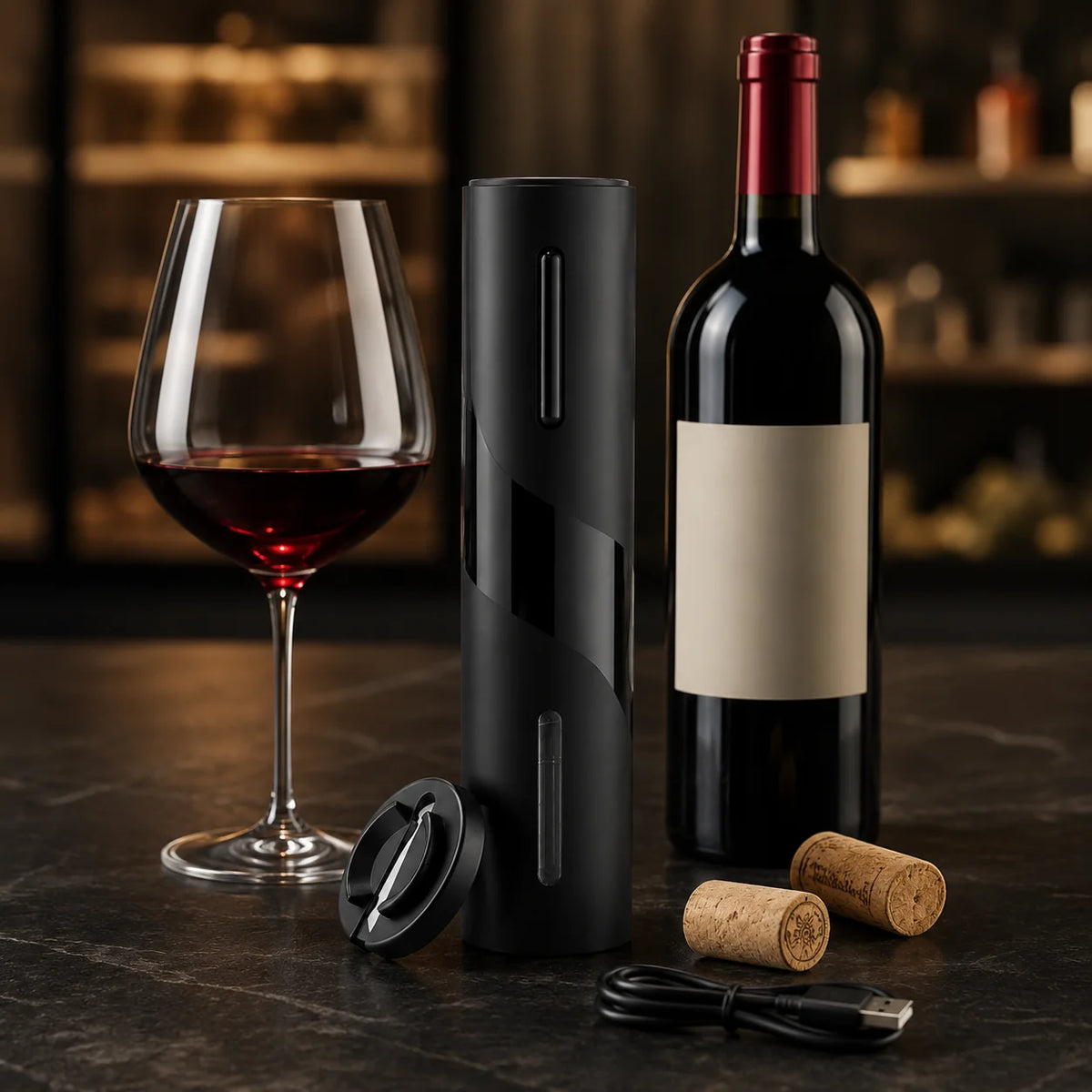 Electric Wine Opener | One-Button Rechargeable & Integrated Foil Cutter | Up to 80 Bottles