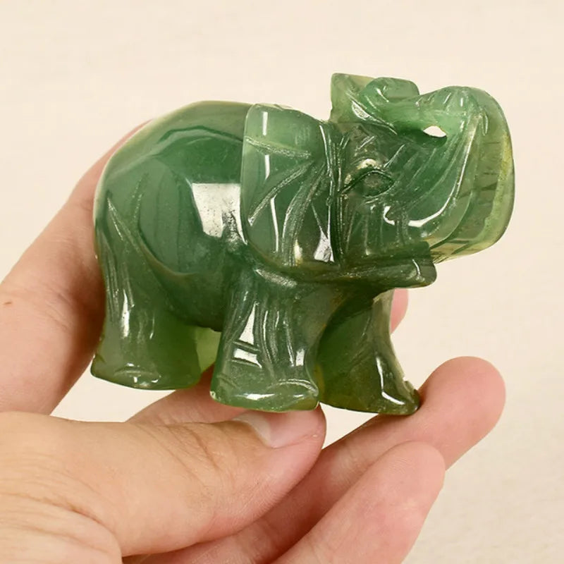 Elefantenfigur | Grüner Aventurin-Jade & Feng Shui Akzent