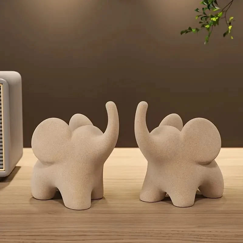Elephant Figurine | Flocked Resin & Tabletop Decor | 9.7 cm Tall