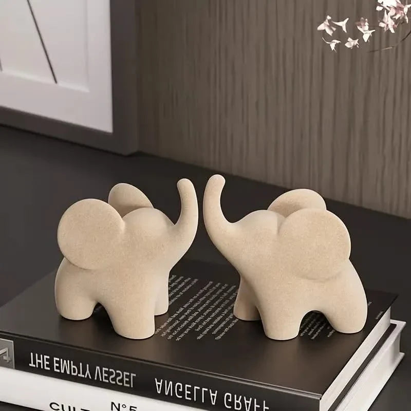 Elephant Figurine | Flocked Resin & Tabletop Decor | 9.7 cm Tall