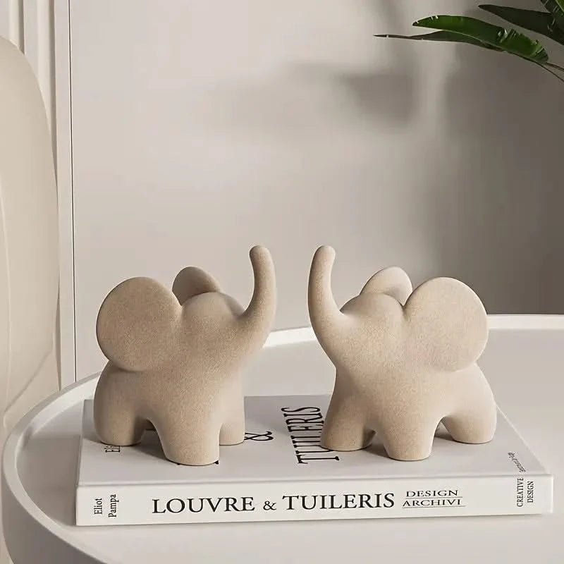 Elephant Figurine | Flocked Resin & Tabletop Decor | 9.7 cm Tall
