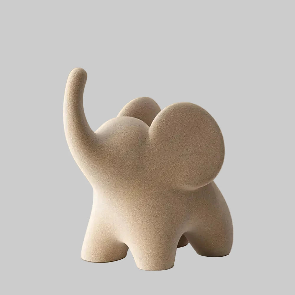 Elephant Figurine | Flocked Resin & Tabletop Decor | 9.7 cm Tall