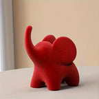 Elephant Figurine | Flocked Resin & Tabletop Decor | 9.7 cm Tall
