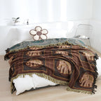 Throw Blanket | Elephant Print & Cotton Gauze | Tassel Trim