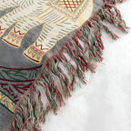Throw Blanket | Elephant Print & Cotton Gauze | Tassel Trim