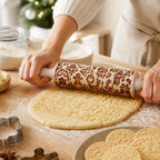 Embossing Rolling Pin | Durable Ash Wood & Festive Motifs | 35 cm