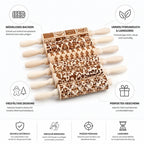 Embossing Rolling Pin | Durable Ash Wood & Festive Motifs | 35 cm