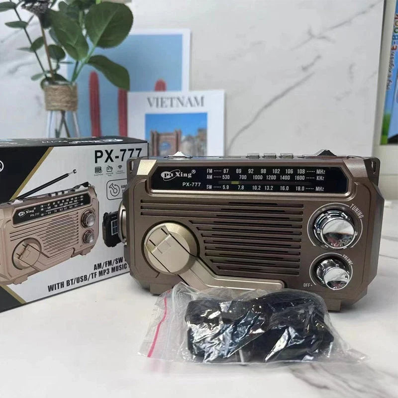 Emergency Radio | Solar & Hand-Crank Charging AM/FM/SW Reception Bluetooth & USB