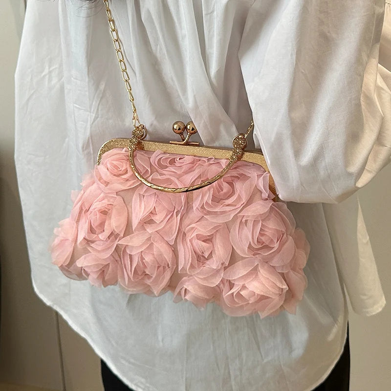 Evening Clutch | Floral Embellished & Removable Chain Strap