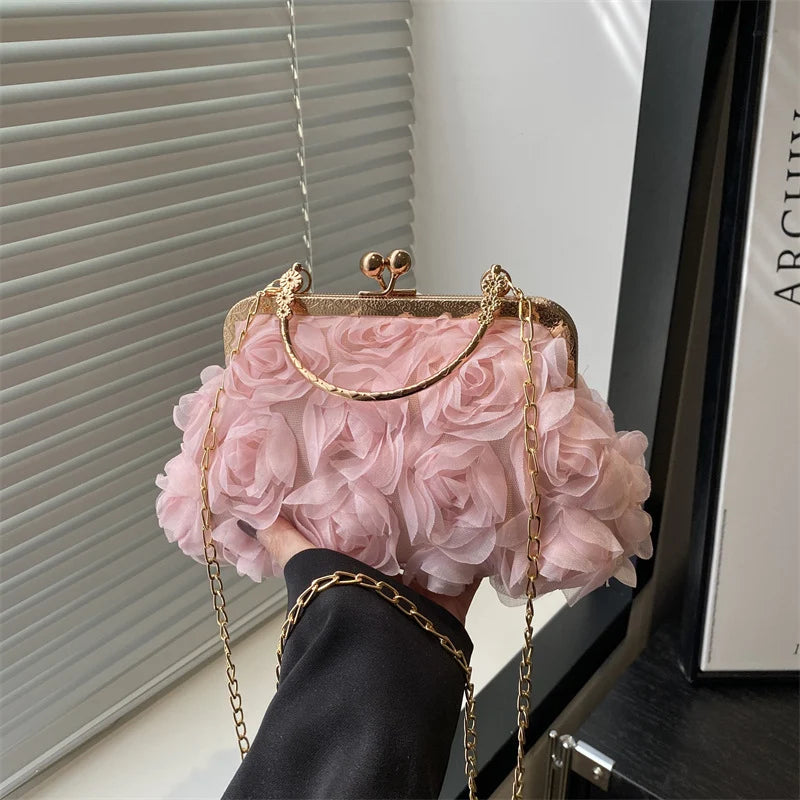 Evening Clutch | Floral Embellished & Removable Chain Strap