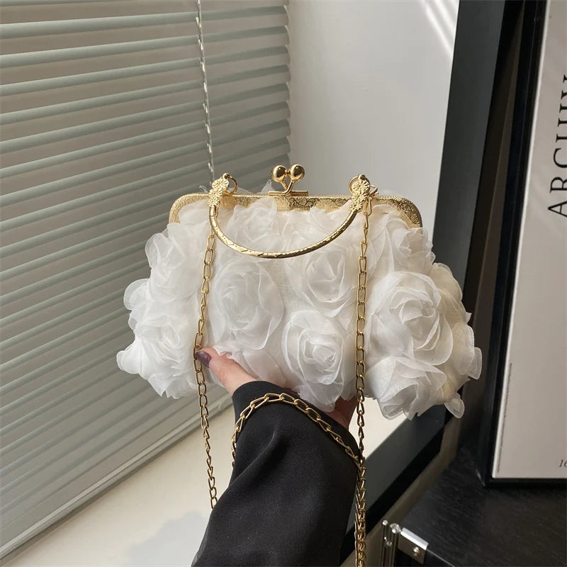 Evening Clutch | Floral Embellished & Removable Chain Strap