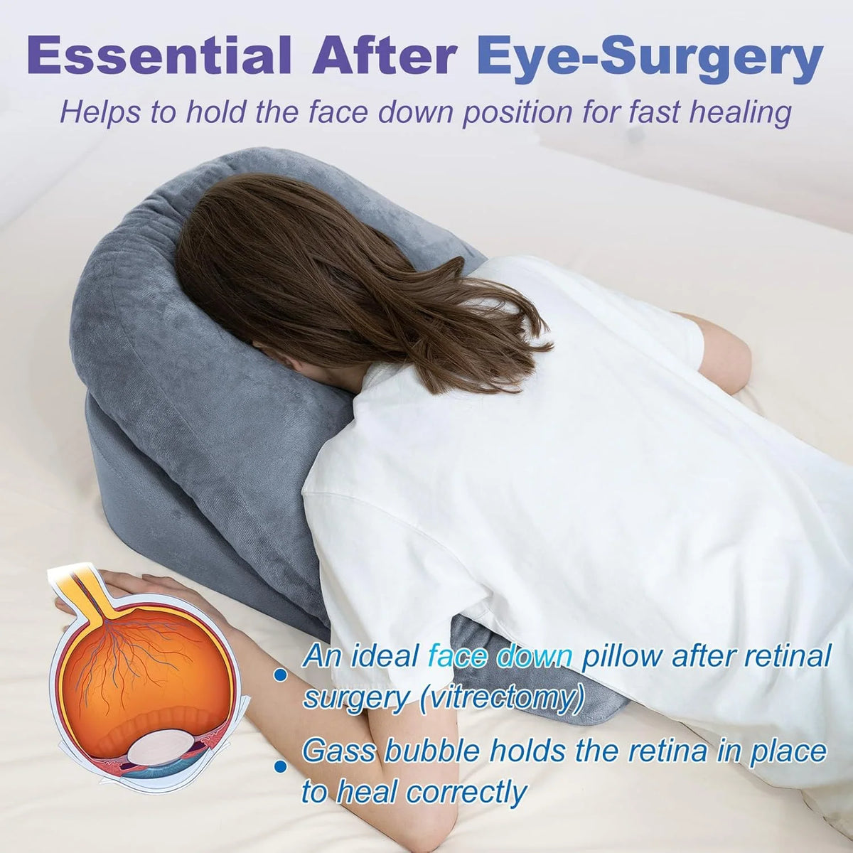 Face-Down Pillow | Shredded Memory Foam & Contoured Hole | Post-Surgery
