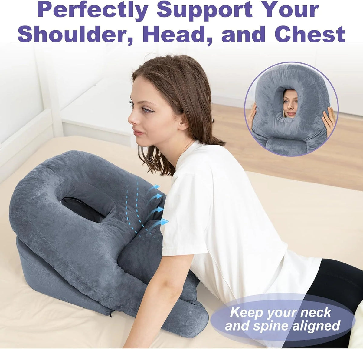 Face-Down Pillow | Shredded Memory Foam & Contoured Hole | Post-Surgery
