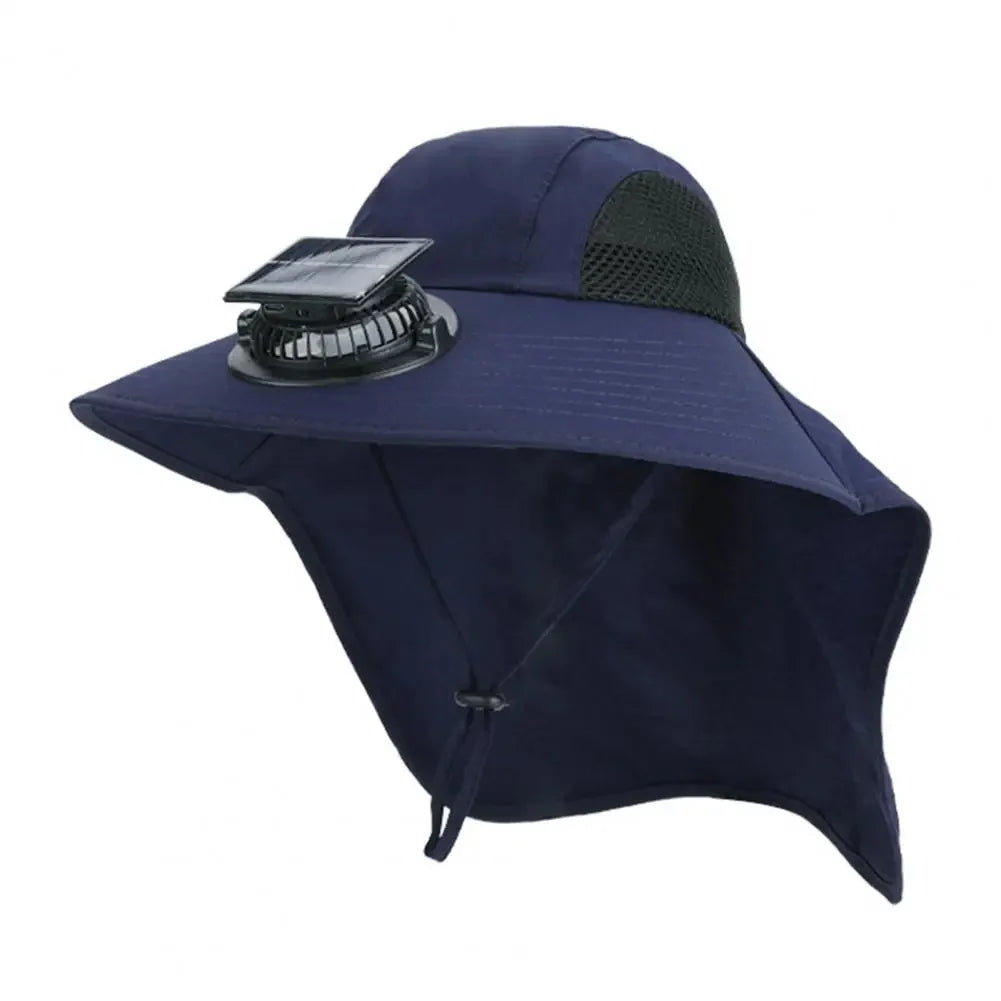 Fan Hat | Wide Brim Dual Fans | Solar & USB Charging