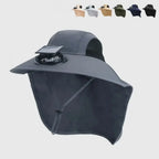 Fan Hat | Wide Brim Dual Fans | Solar & USB Charging