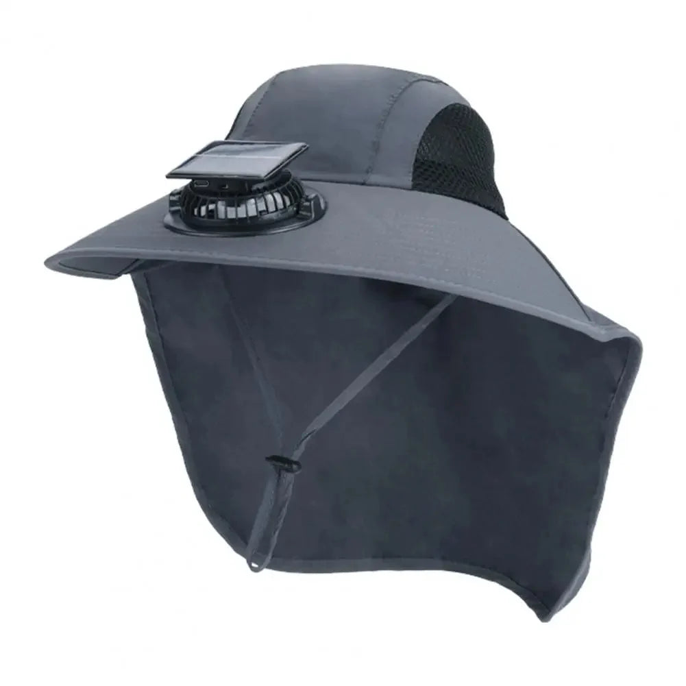 Fan Hat | Wide Brim Dual Fans | Solar & USB Charging