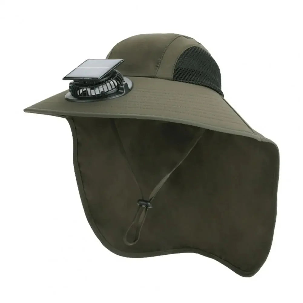 Fan Hat | Wide Brim Dual Fans | Solar & USB Charging