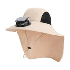 Fan Hat | Wide Brim Dual Fans | Solar & USB Charging