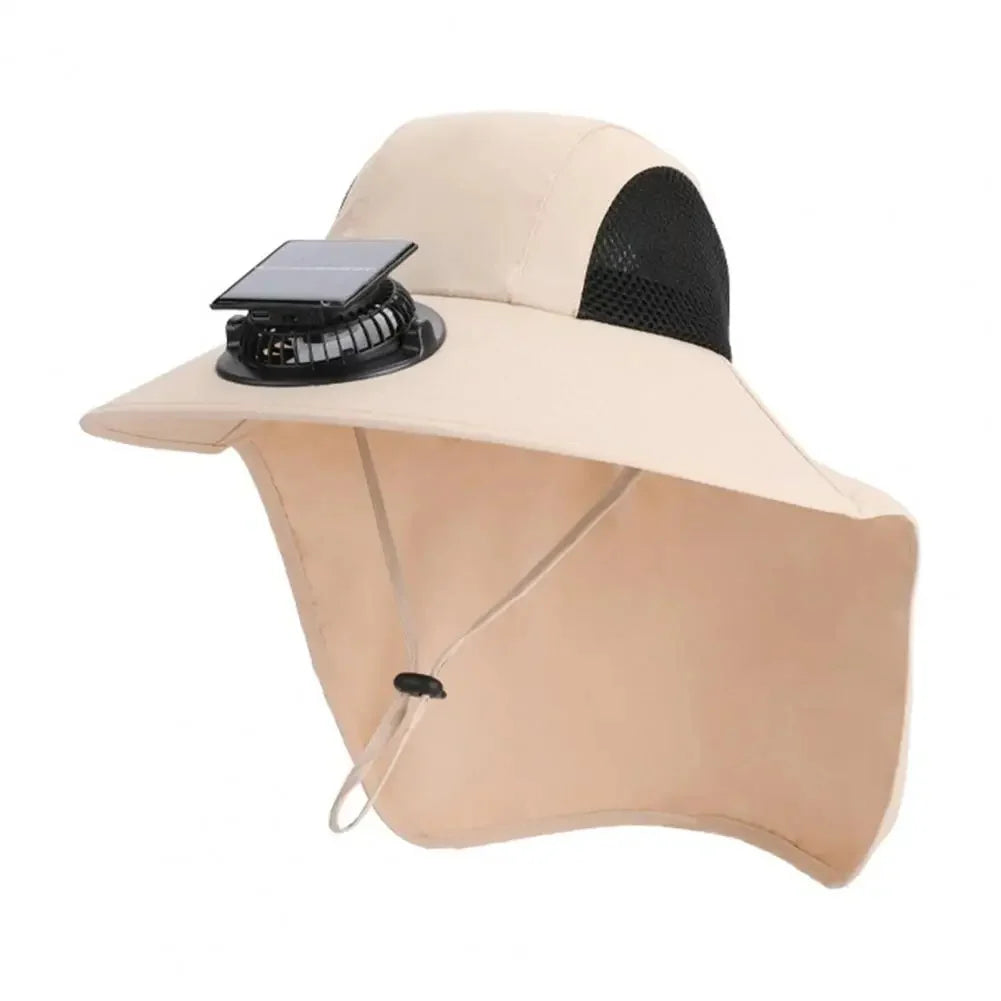 Fan Hat | Wide Brim Dual Fans | Solar & USB Charging