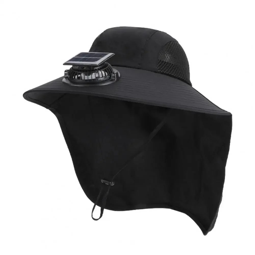 Fan Hat | Wide Brim Dual Fans | Solar & USB Charging