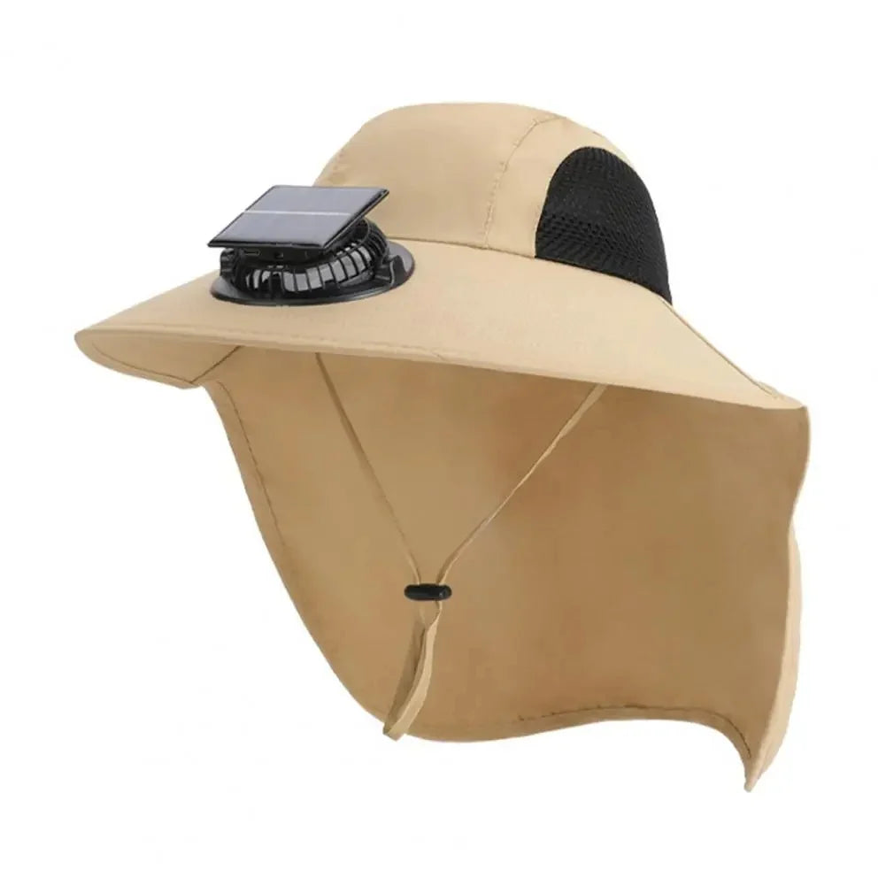 Fan Hat | Wide Brim Dual Fans | Solar & USB Charging