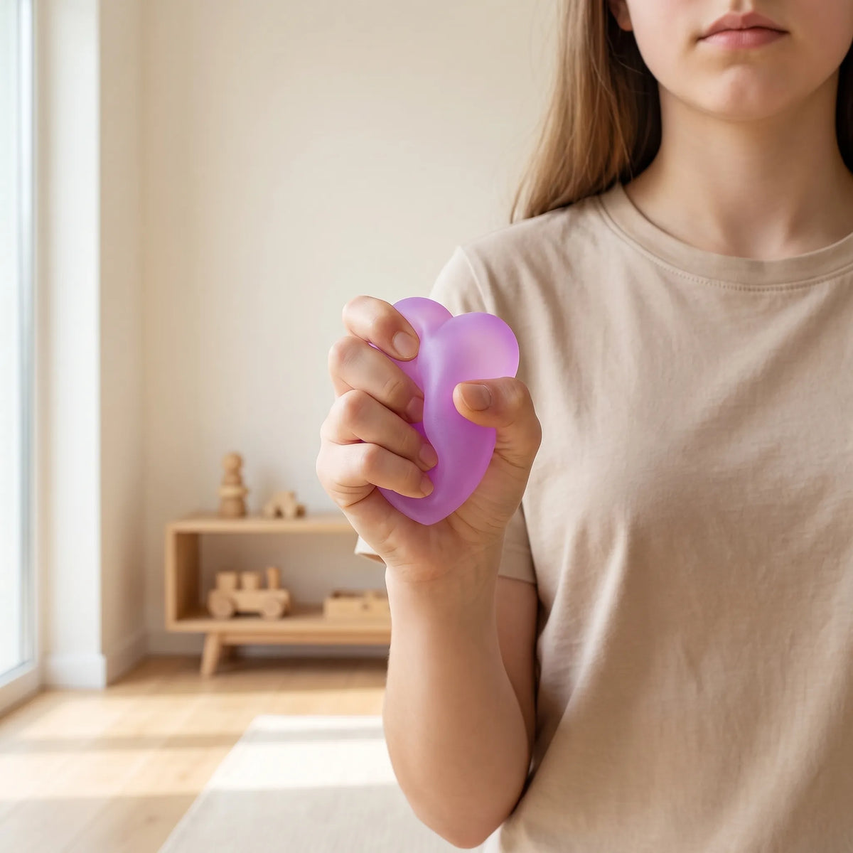 Fidget Toy | Heart-Shaped Light-Activated Color Change & Slow Rebound