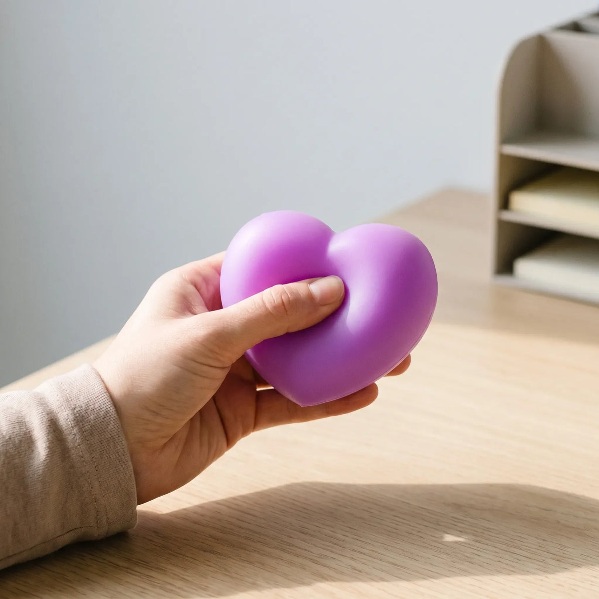 Fidget Toy | Heart-Shaped Light-Activated Color Change & Slow Rebound