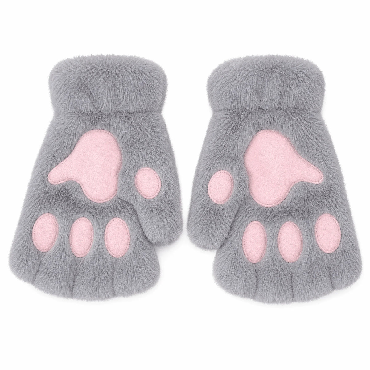 Fingerless Gloves | Plush 3D Cat Paw Design & Open Fingertips | One Size fits All