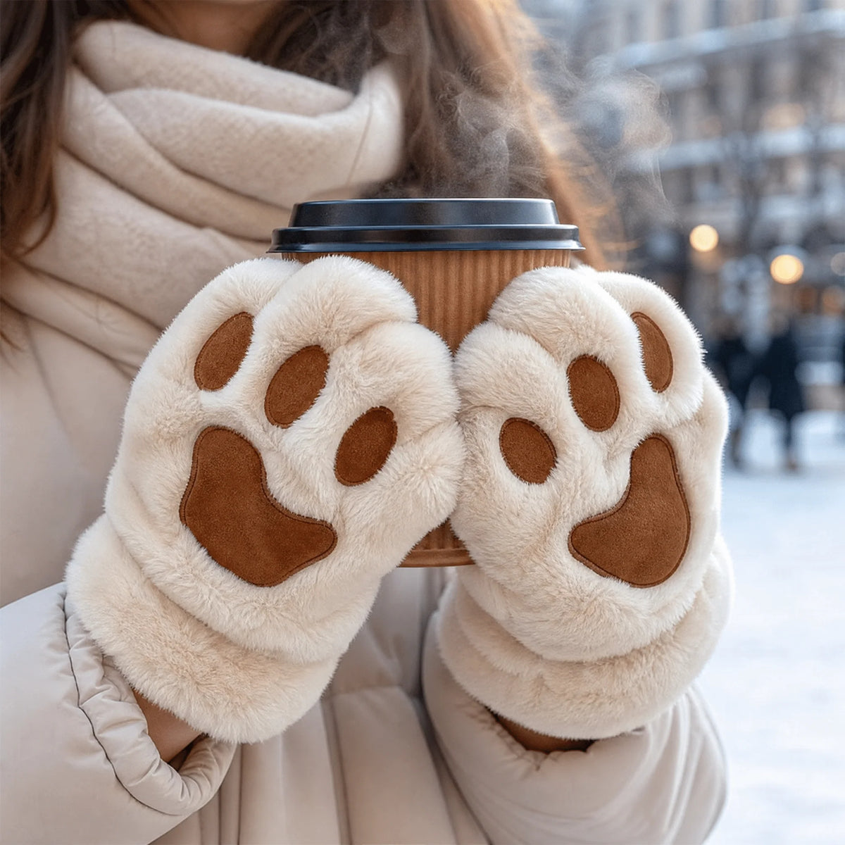 Fingerless Gloves | Plush 3D Cat Paw Design & Open Fingertips | One Size fits All