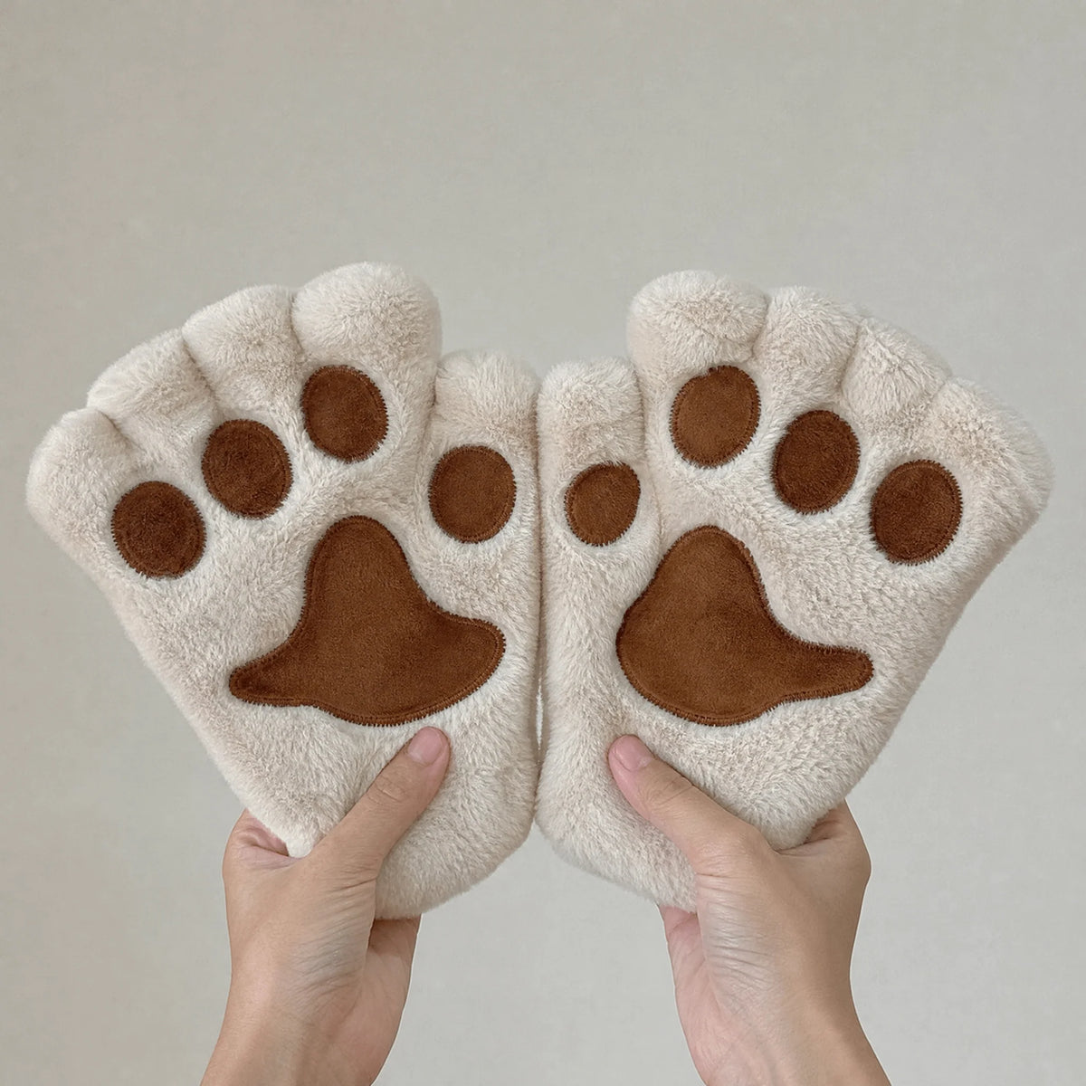 Fingerless Gloves | Plush 3D Cat Paw Design & Open Fingertips | One Size fits All
