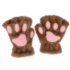Fingerless Gloves | Plush 3D Cat Paw Design & Open Fingertips | One Size fits All