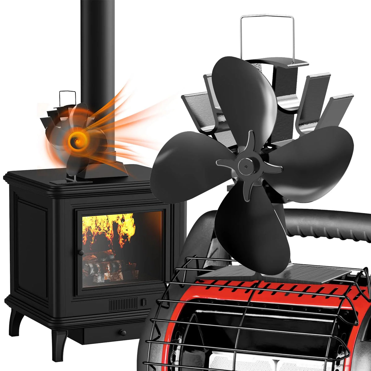 Fireplace Fan | Heat-Powered 4-Blade & Quiet