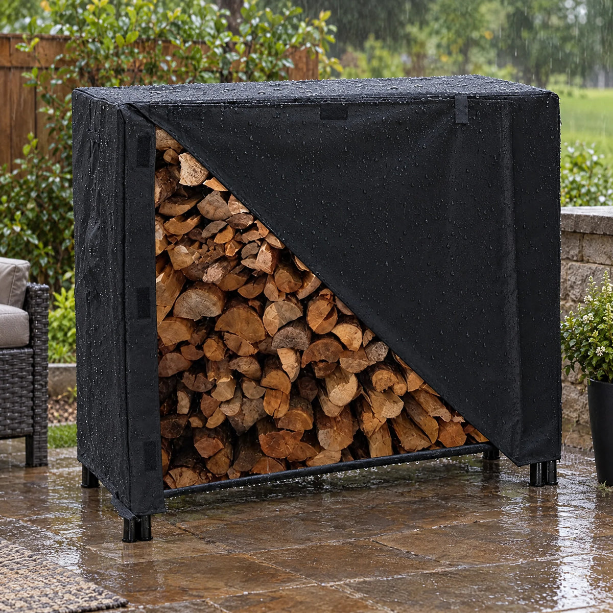 Firewood Rack Cover | Waterproof 420D Oxford Fabric | Outdoor Use
