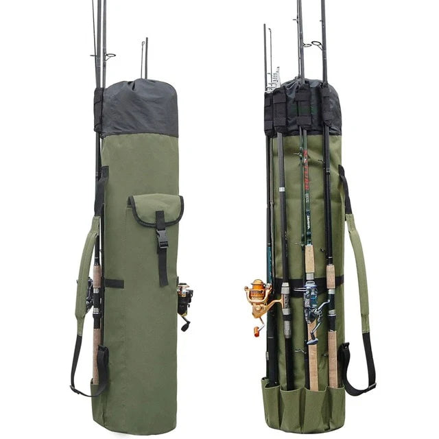 Fishing Rod & Tackle Bag | Durable Water-Resistant Oxford | Holds 5 Rods