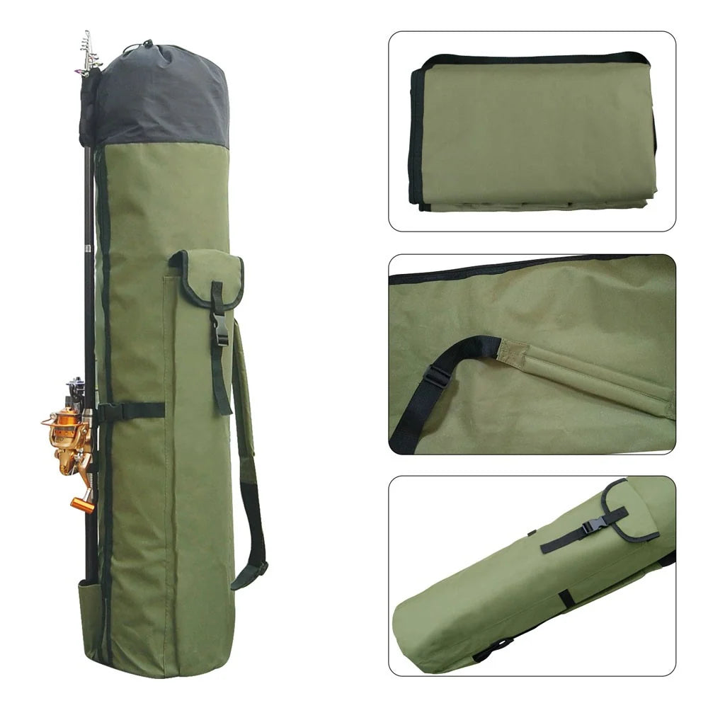 Fishing Rod & Tackle Bag | Durable Water-Resistant Oxford | Holds 5 Rods
